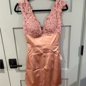 Sherri Hill Blush Lace and Satin Dress